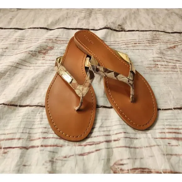 Coach Sommer Monogram Flip Flops Size 10 - Picture 1 of 5